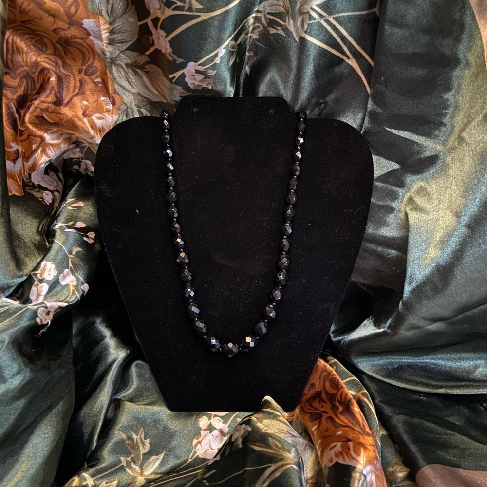 Vintage Black Beaded Necklace